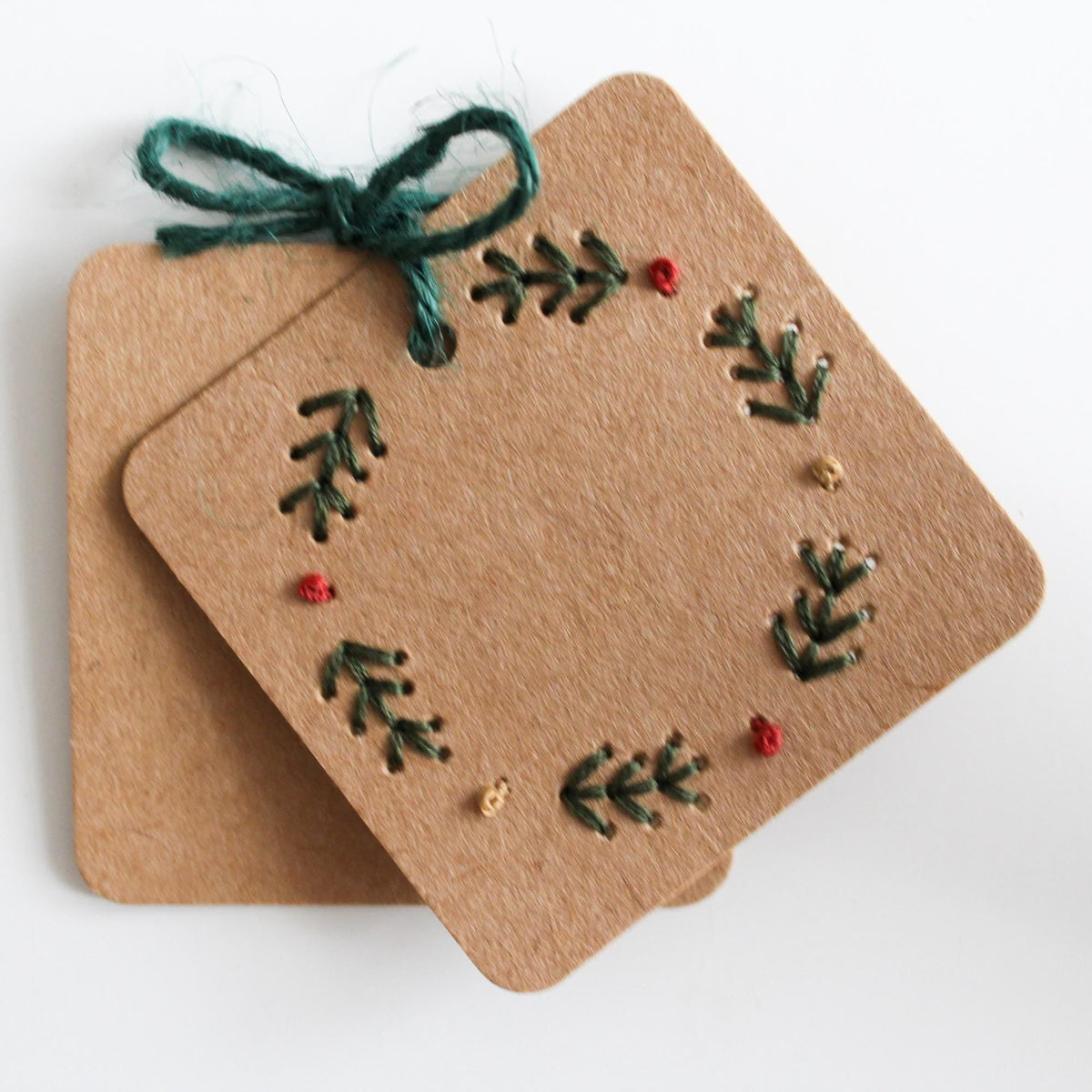Six Pack Christmas Wreath Embroidery Gift Tags Kit | Beginner-Friendly DIY Craft
