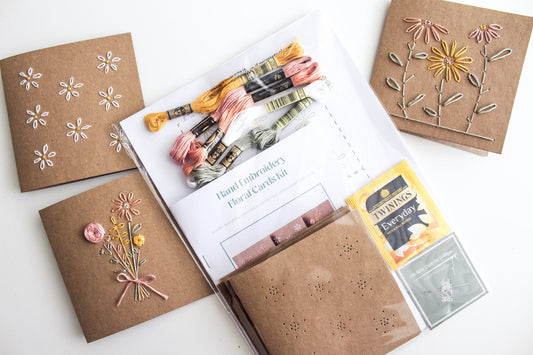 Floral Cards Hand Embroidery Kit | Beginner-Friendly DIY Craft