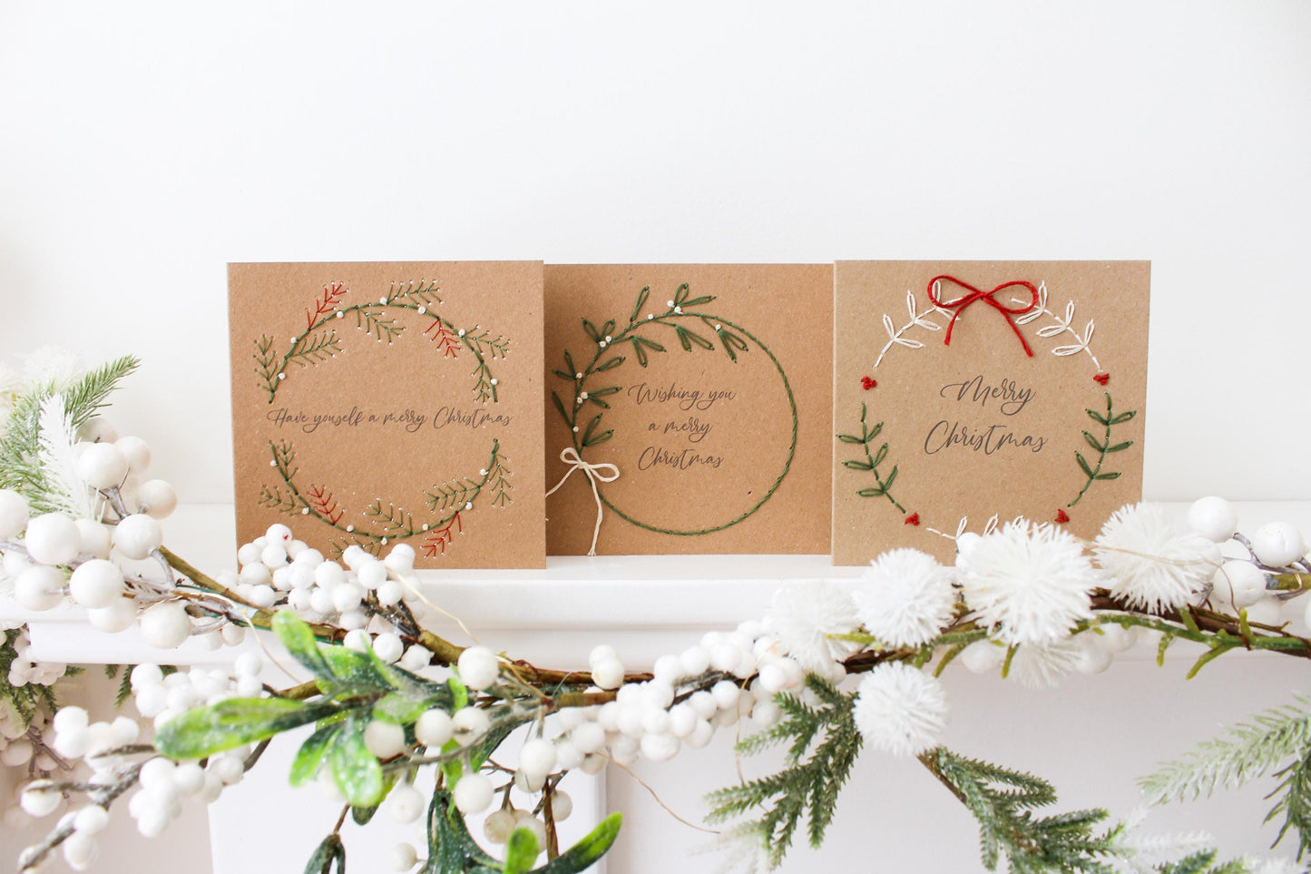 Wreath Christmas Card Hand Embroidery Kit | Beginner-Friendly DIY Craft