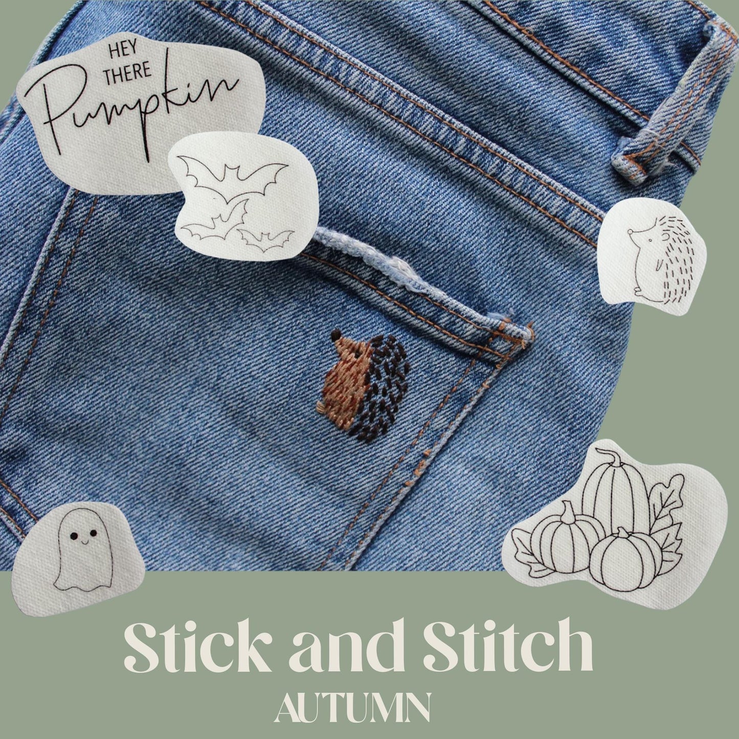 Autumn Stick & Stitch Embroidery Patches | 13 Designs |