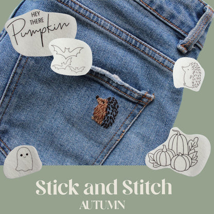 Autumn Stick & Stitch Embroidery Patches | 13 Designs |