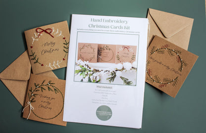 Wreath Christmas Card Hand Embroidery Kit | Beginner-Friendly DIY Craft