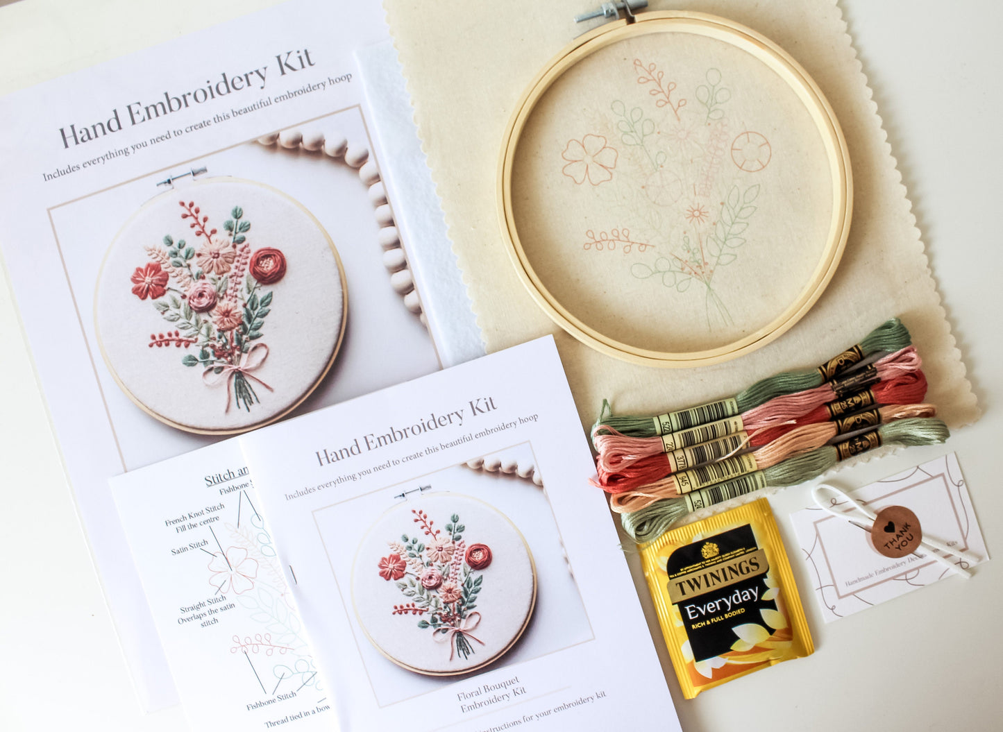 Floral Bouquet Hand Embroidery Kit | Beginner-Friendly DIY Craft