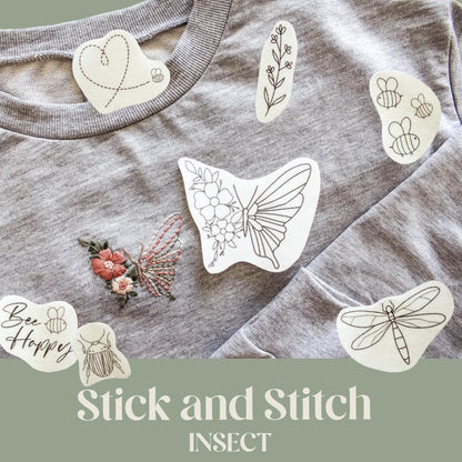 Insect Stick & Stitch Embroidery Patches | 14 Designs
