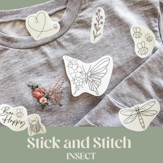 Insect Stick & Stitch Embroidery Patches | 14 Designs