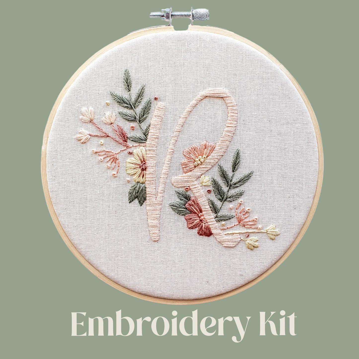 Personalised Floral Letter Hand Embroidery Kit | Beginner-Friendly DIY Craft