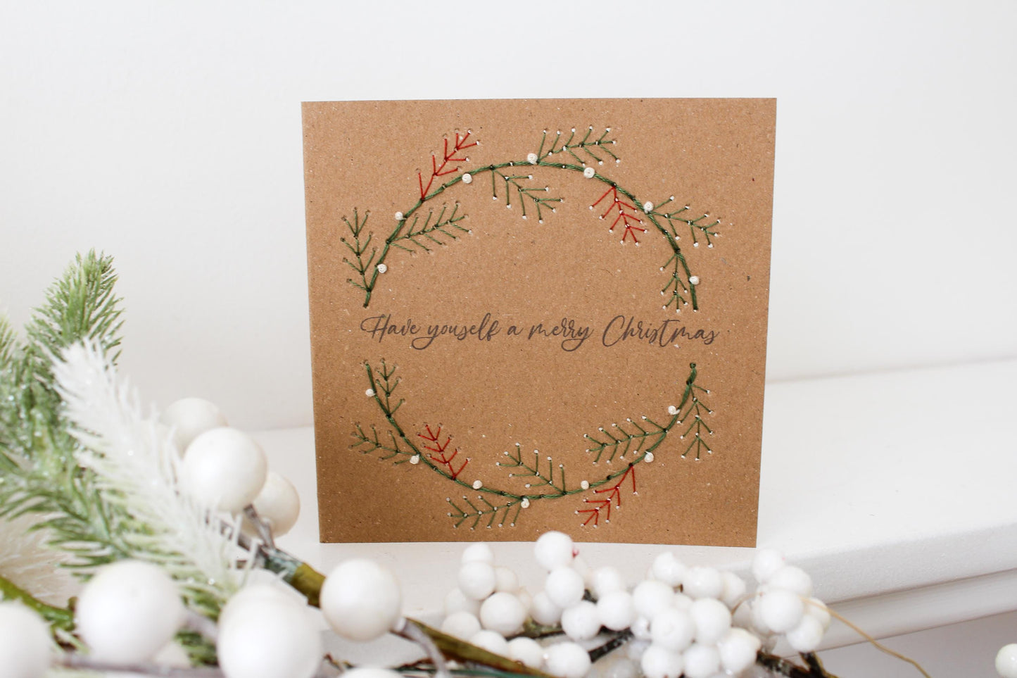 PDF Download Wreath Christmas Card Embroidery Pattern