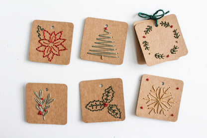 Six Pack Christmas Embroidery Gift Tags Kit | Beginner-Friendly DIY Craft