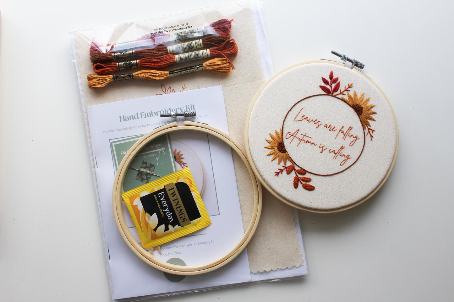 Autumn Foliage Hand Embroidery Kit | Beginner-Friendly DIY Craft