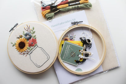 Floral Vase Hand Embroidery Kit | Beginner Stitch Sampler