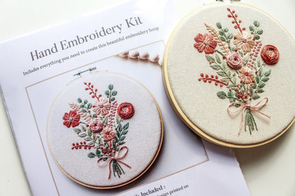 Floral Bouquet Hand Embroidery Kit | Beginner-Friendly DIY Craft