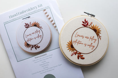 Autumn Foliage Hand Embroidery Kit | Beginner-Friendly DIY Craft
