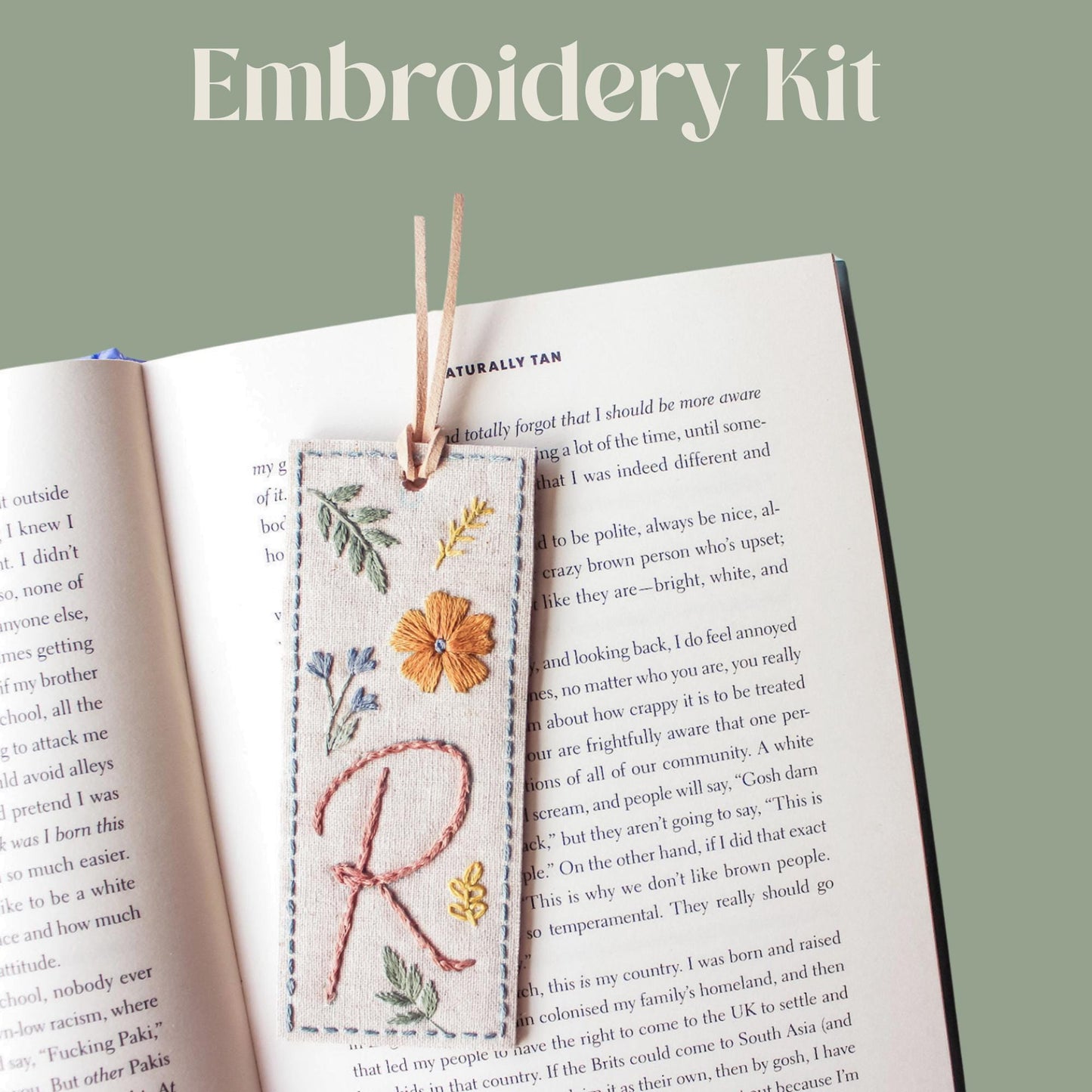 Personalised Floral Embroidery Bookmark Kit | Beginner-Friendly DIY Craft