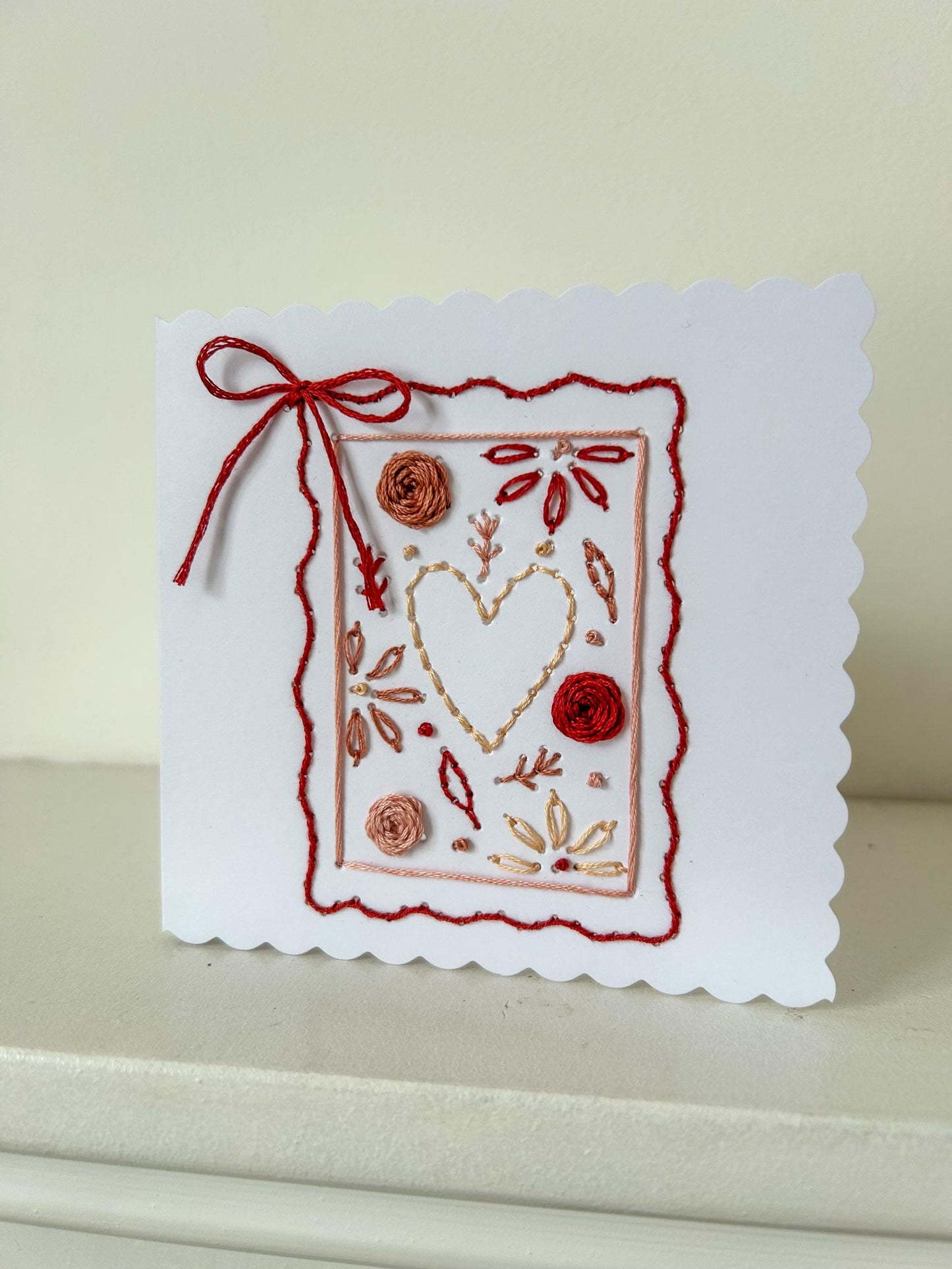Hearts & Bows Cards Hand Embroidery Kit | Beginner-Friendly DIY Craft