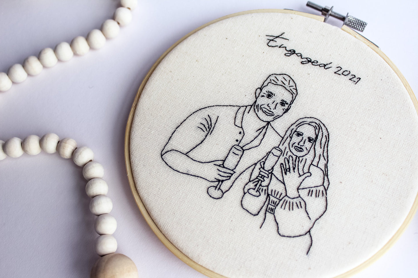 Custom Portrait Hand Embroidery Hoop | Made from Your Photo