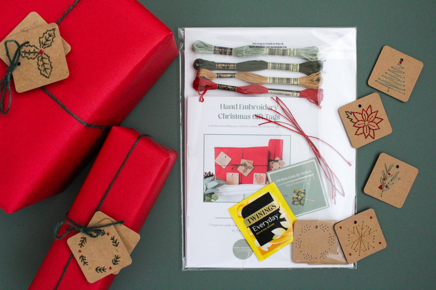 Six Pack Christmas Embroidery Gift Tags Kit | Beginner-Friendly DIY Craft