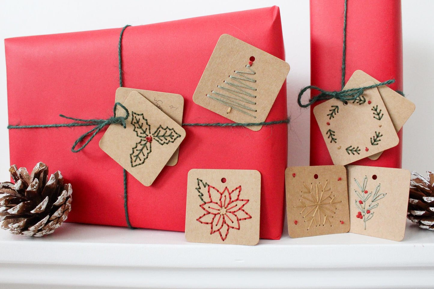 Six Pack Christmas Embroidery Gift Tags Kit | Beginner-Friendly DIY Craft