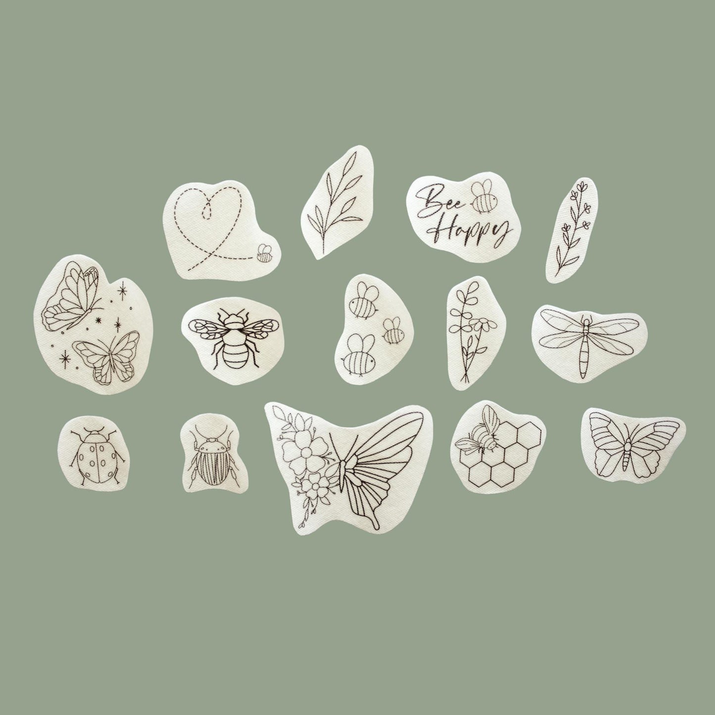 Insect Stick & Stitch Embroidery Patches | 14 Designs
