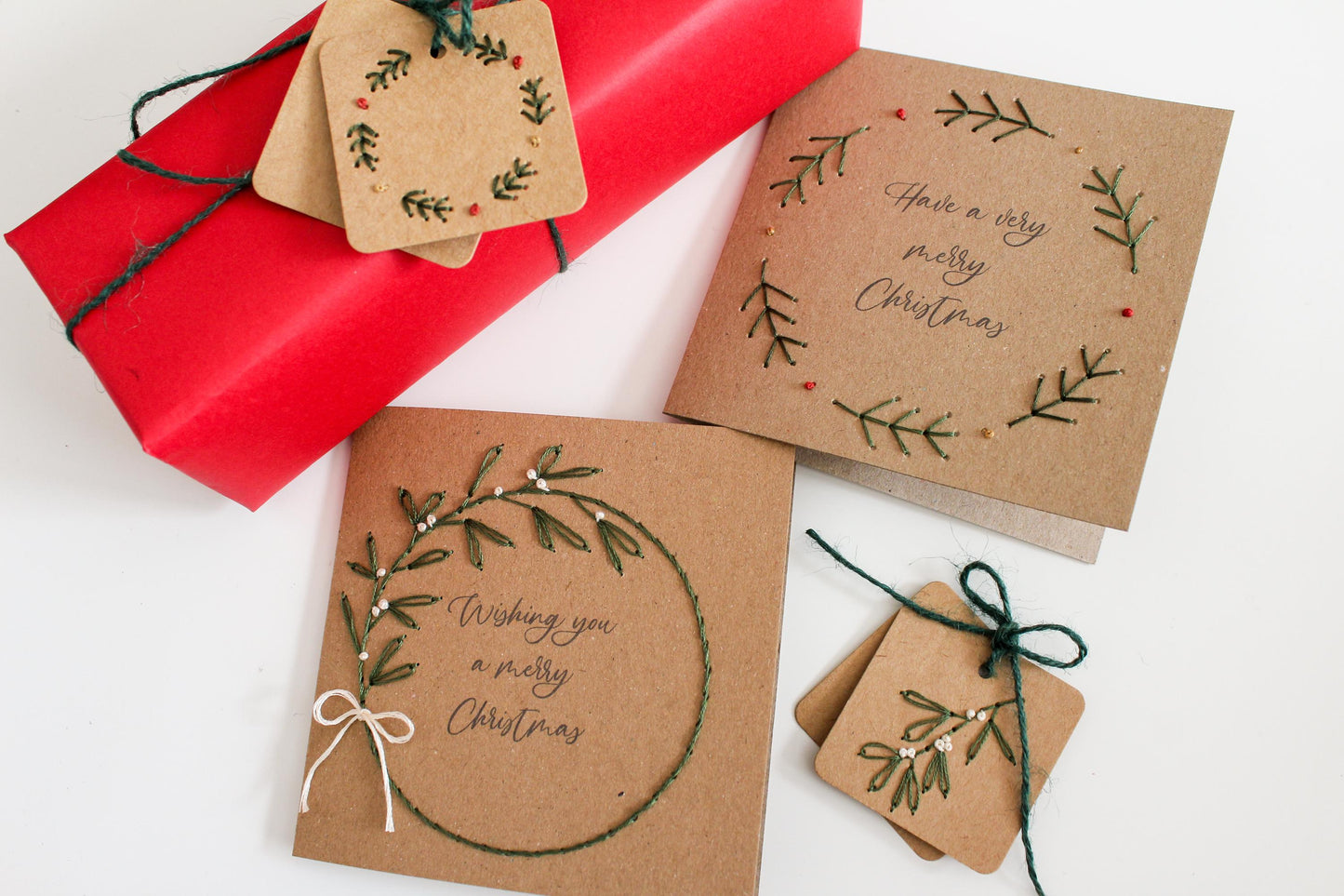 Six Pack Christmas Embroidery Gift Tags Kit | Beginner-Friendly DIY Craft