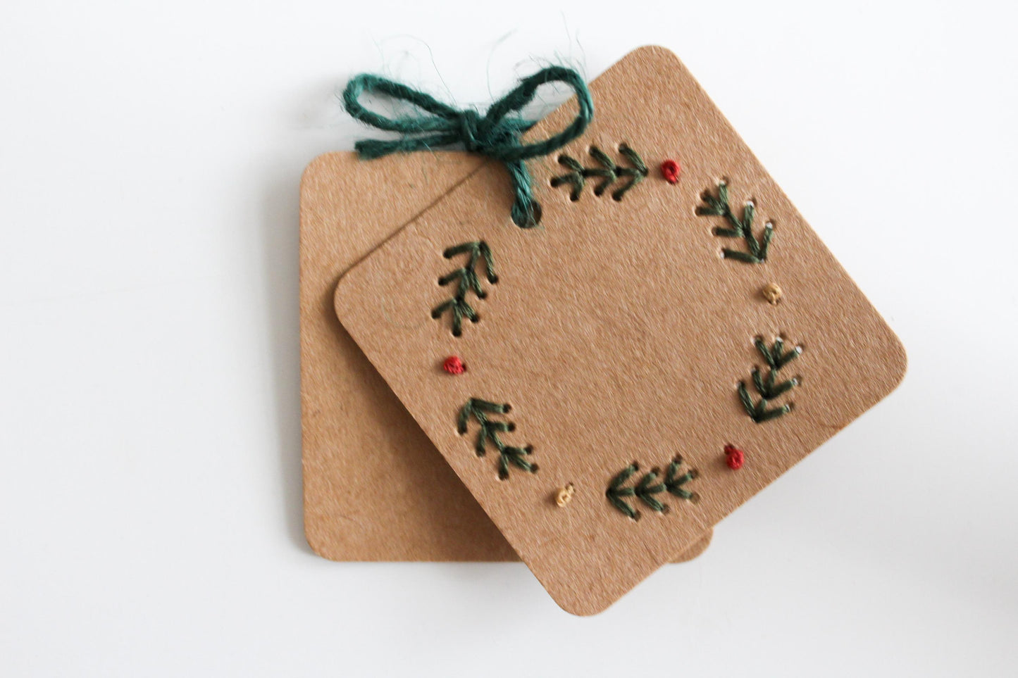 Twelve Pack Christmas Embroidery Gift Tags Kit | Beginner-Friendly DIY Craft