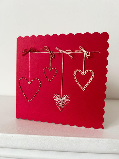 Hearts & Bows Cards Hand Embroidery Kit | Beginner-Friendly DIY Craft
