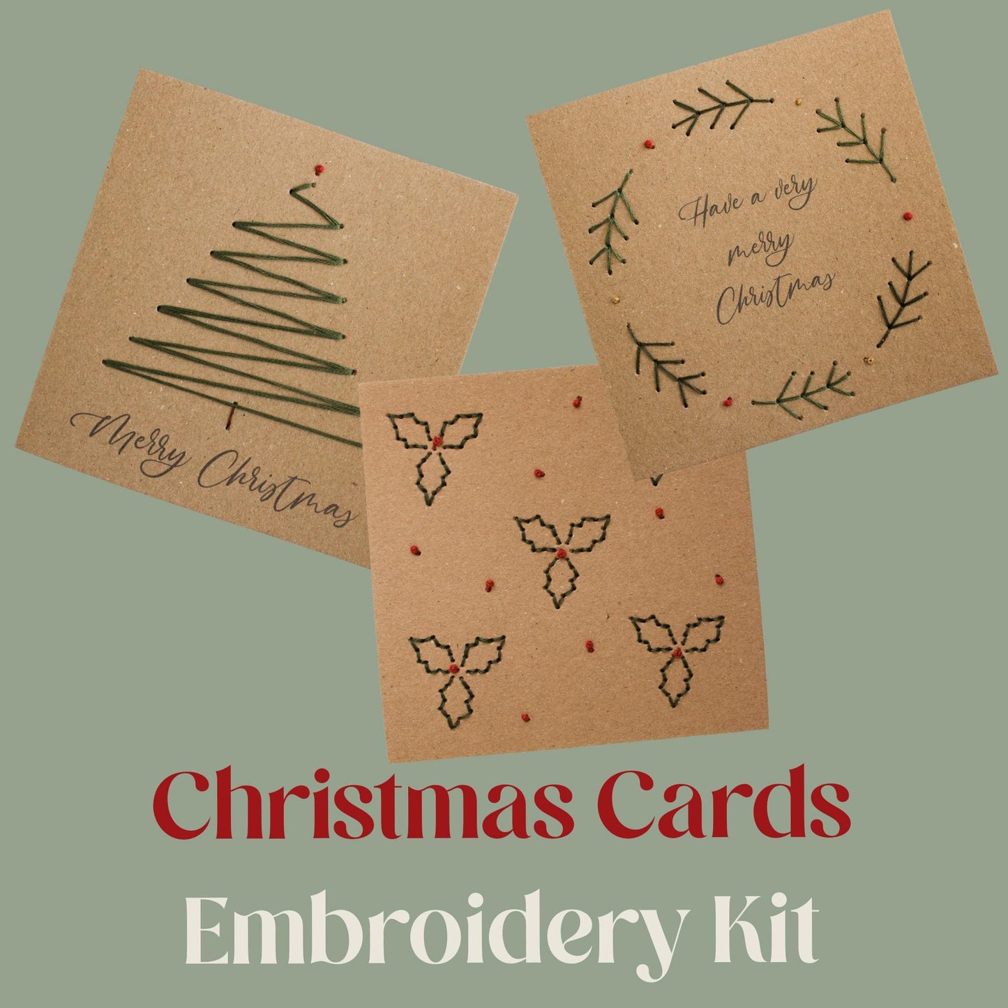 Christmas Card Hand Embroidery Kit | Beginner-Friendly Craft Gift