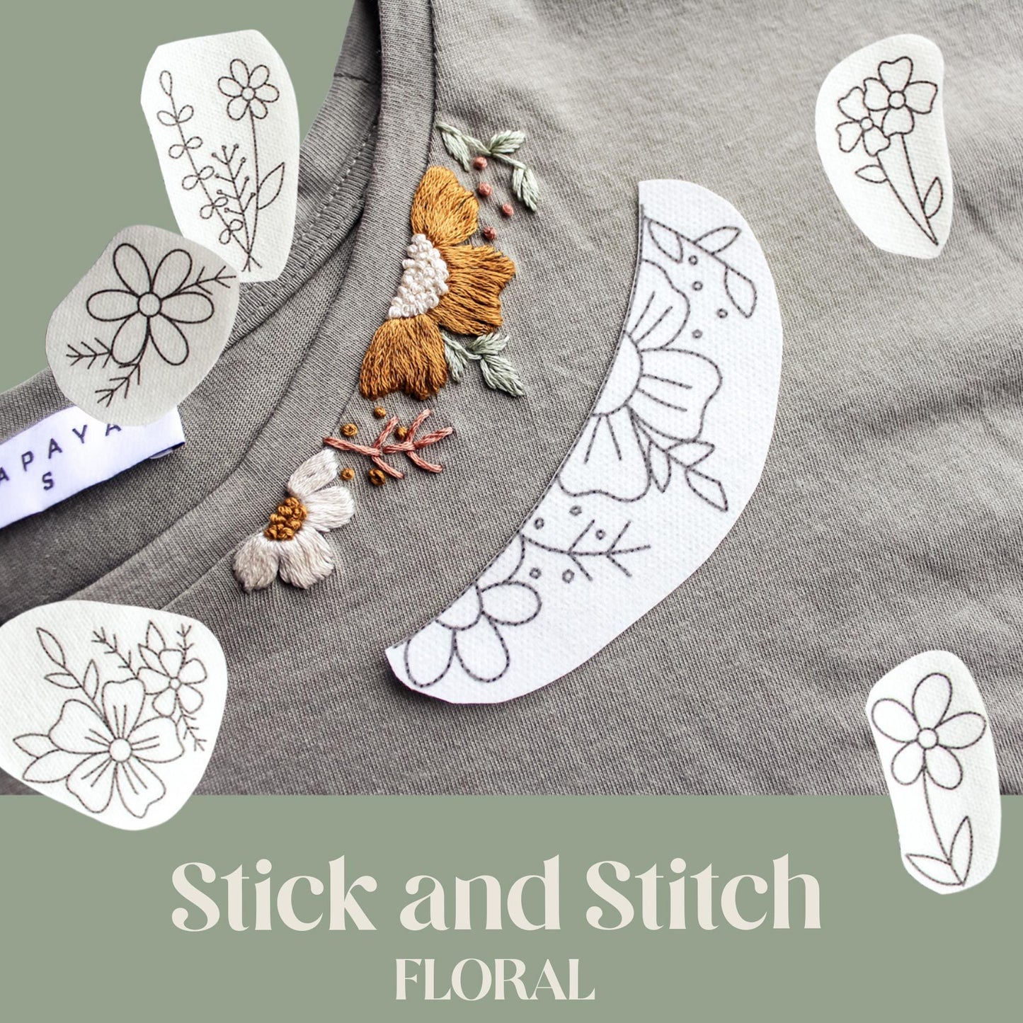 Floral Stick & Stitch Embroidery Patches | 13 Designs