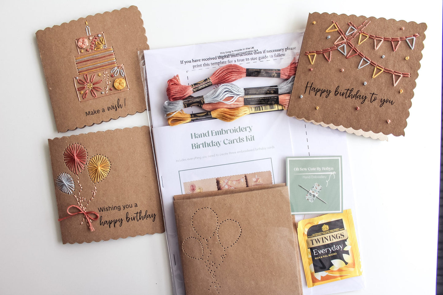 Birthday Cards Hand Embroidery Kit | Beginner-Friendly DIY Craft