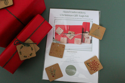 Twelve Pack Christmas Embroidery Gift Tags Kit | Beginner-Friendly DIY Craft