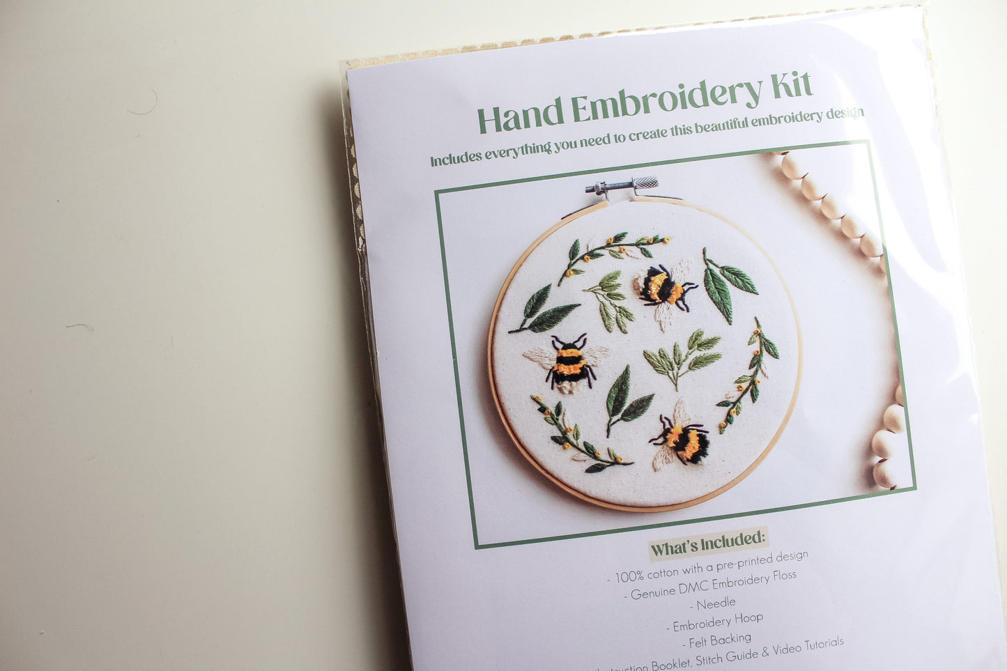 Bee Hand Embroidery Kit | 3D Turkey Stitch | Beginner-Friendly DIY Craft