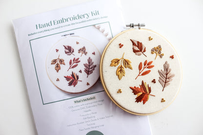 Autumn Leaves Hand Embroidery Kit | Beginner-Friendly DIY Craft