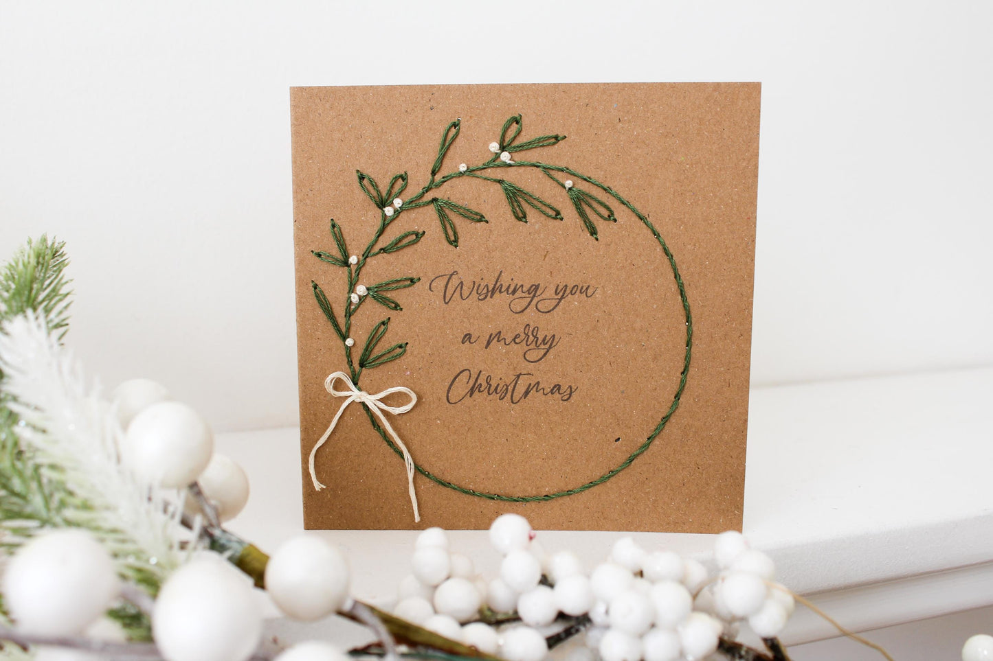 PDF Download Wreath Christmas Card Embroidery Pattern