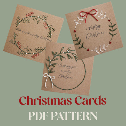 PDF Download Wreath Christmas Card Embroidery Pattern