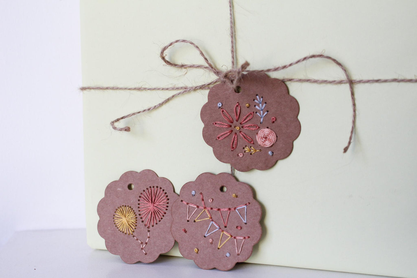 PDF Download Birthday Gift Tags Embroidery Pattern