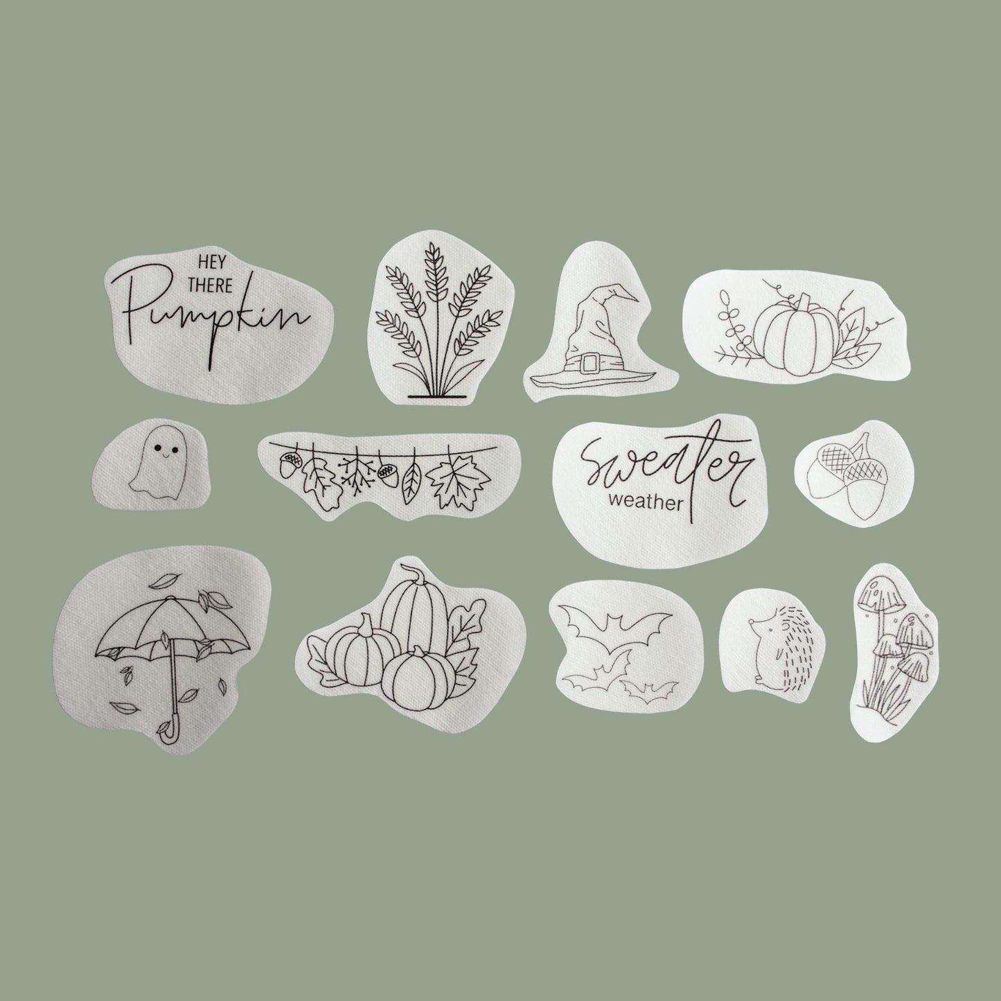 Autumn Stick & Stitch Embroidery Patches | 13 Designs |