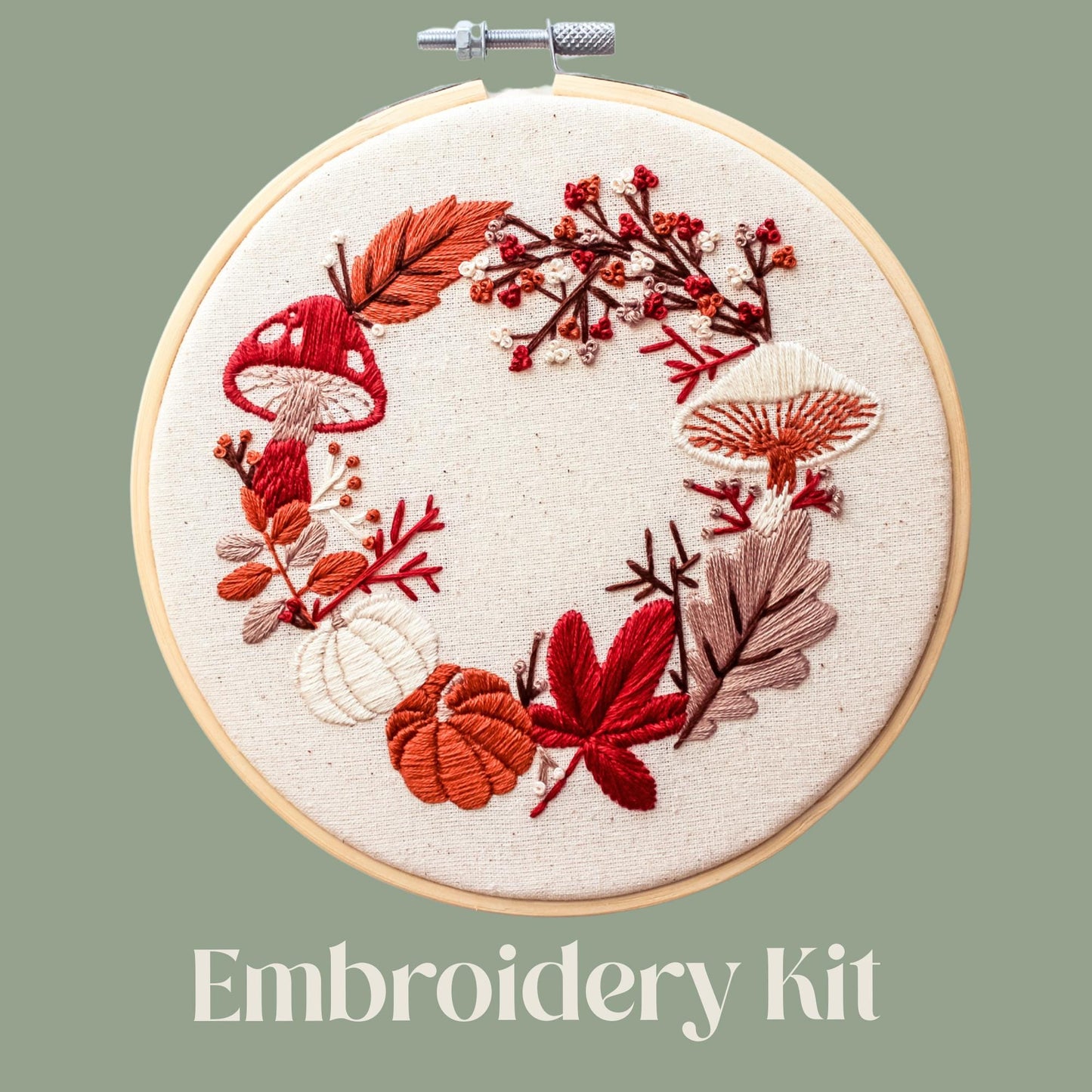 Autumn Wreath Hand Embroidery Kit | Beginner-Friendly DIY Craft
