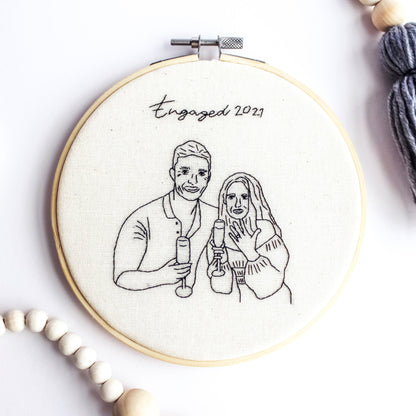 Custom Portrait Hand Embroidery Hoop | Made from Your Photo