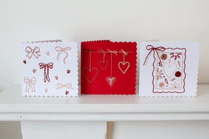 PDF Download Hearts & Bows Cards Embroidery Pattern