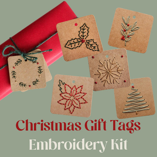 Six Pack Christmas Embroidery Gift Tags Kit | Beginner-Friendly DIY Craft