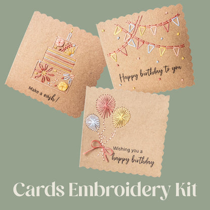 Birthday Cards Hand Embroidery Kit | Beginner-Friendly DIY Craft