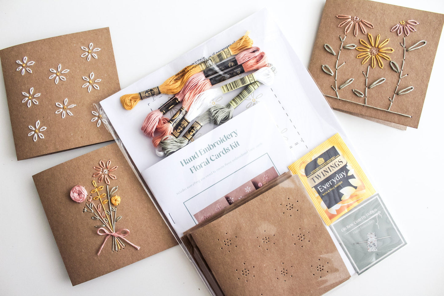 Floral Cards Hand Embroidery Kit | Beginner-Friendly DIY Craft