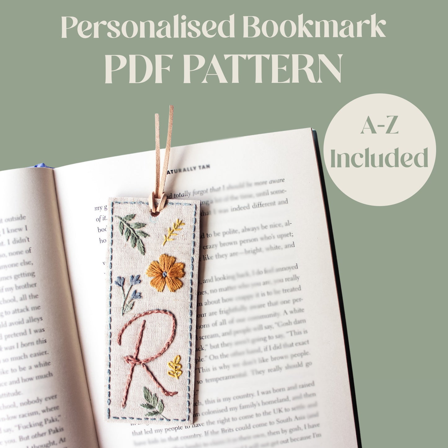 PDF Download Personalised Bookmark Embroidery Pattern
