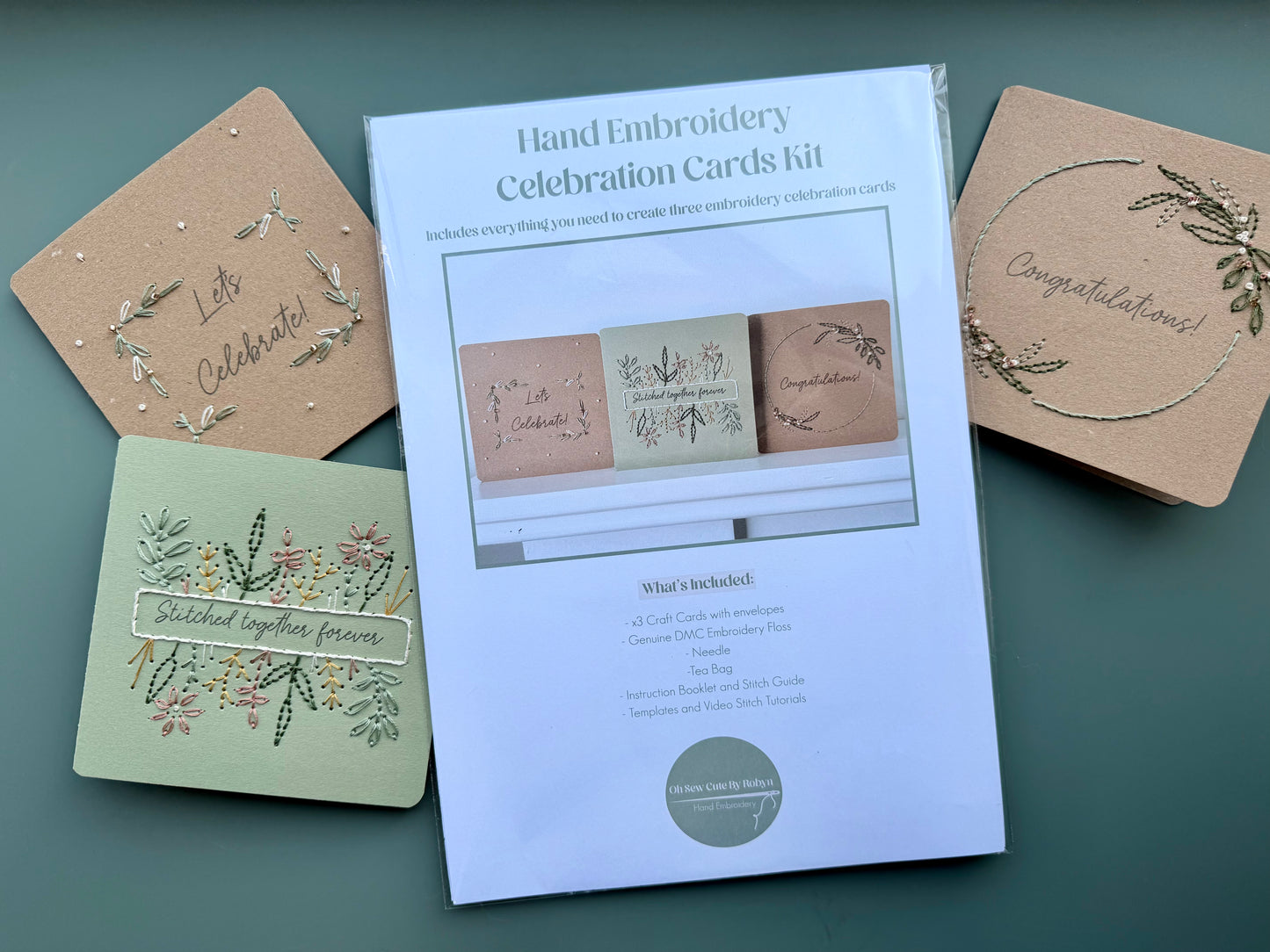 Celebration Cards Hand Embroidery Kit | Beginner-Friendly DIY Craft