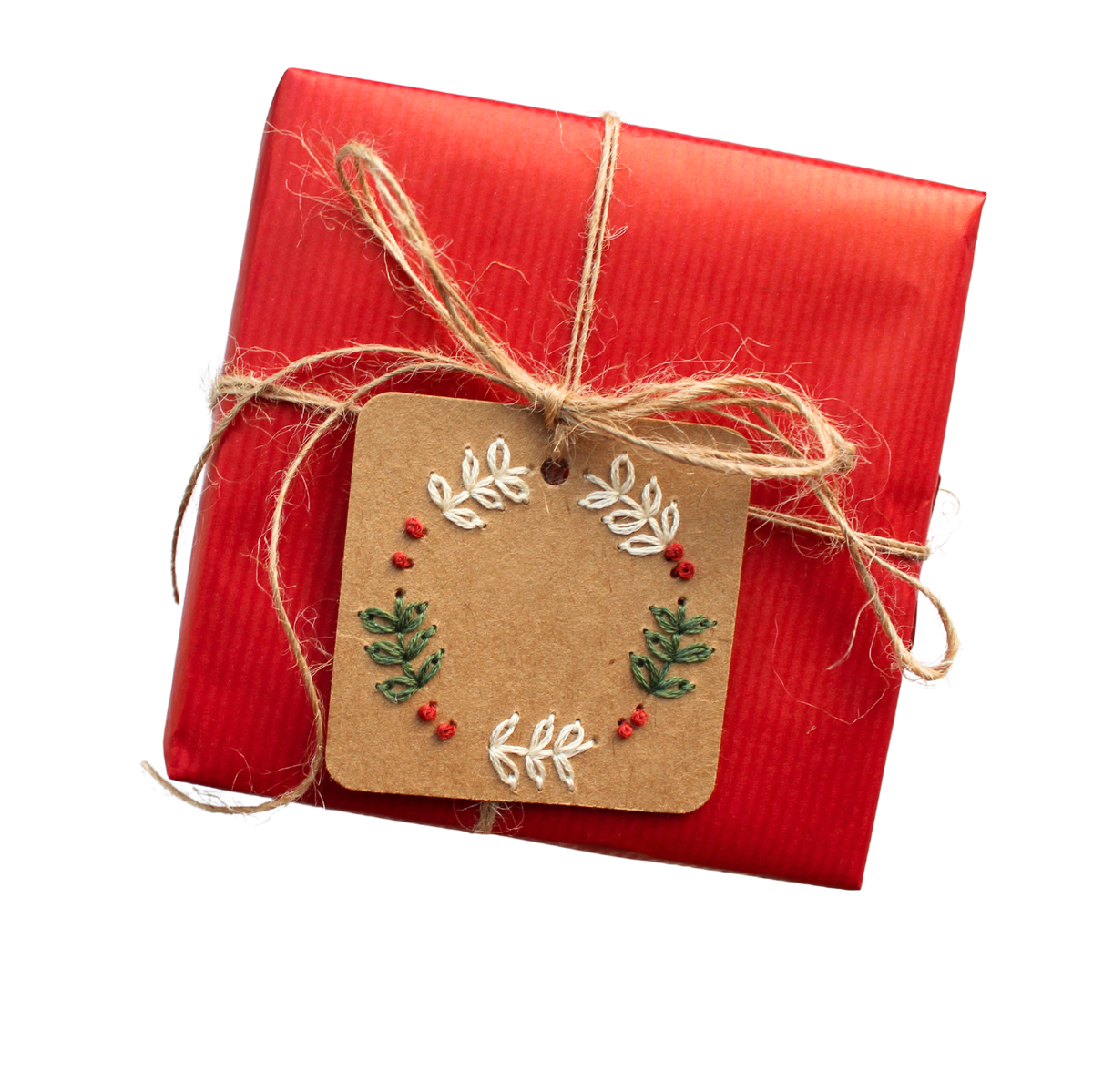Six Pack Christmas Wreath Embroidery Gift Tags Kit | Beginner-Friendly DIY Craft