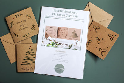 Christmas Card Hand Embroidery Kit | Beginner-Friendly Craft Gift