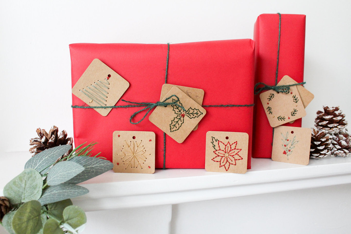 Six Pack Christmas Embroidery Gift Tags Kit | Beginner-Friendly DIY Craft