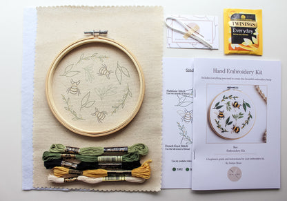 Bee Hand Embroidery Kit | 3D Turkey Stitch | Beginner-Friendly DIY Craft