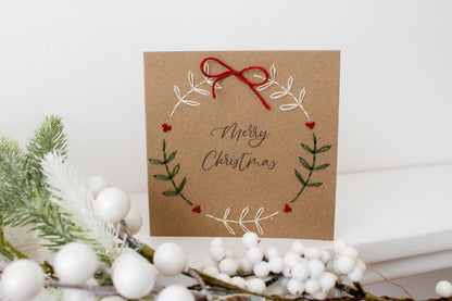 PDF Download Wreath Christmas Card Embroidery Pattern
