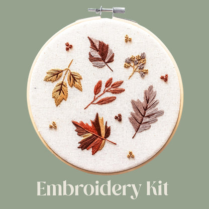 Autumn Leaves Hand Embroidery Kit | Beginner-Friendly DIY Craft