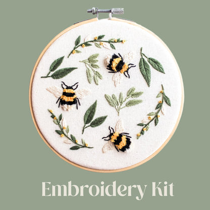 Bee Hand Embroidery Kit | 3D Turkey Stitch | Beginner-Friendly DIY Craft